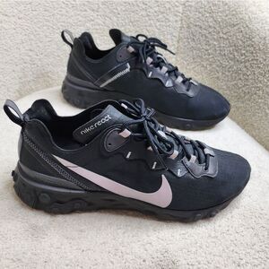 Nike Mens React Element 55 SE Black Sneakers